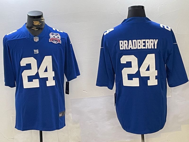 Men New York Giants #24 Bradberry Blue 2024 Nike Vapor Limited NFL Jersey style 2